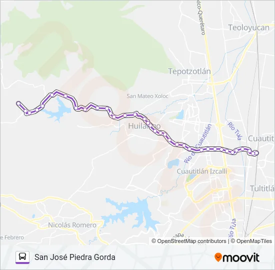 CUAUTILÁN - SAN JOSÉ PIEDRA GORDA Bus Line Map