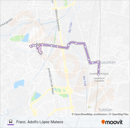 CUAUTITLÁN - FRACC. ADOLFO LÓPEZ MATEOS bus Line Map