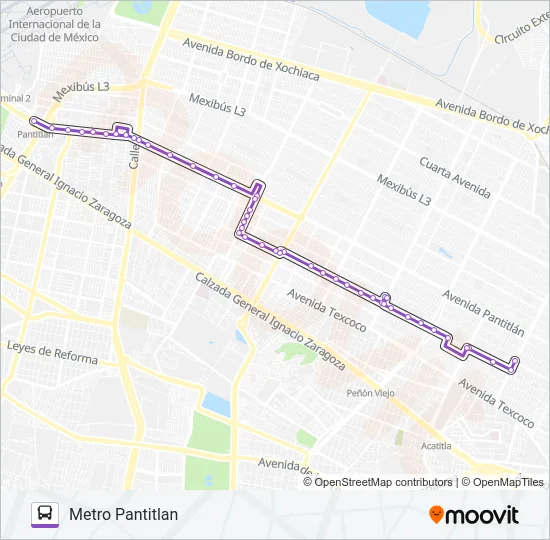 AV TEPOZANES Y 5 DE MAYO - METRO PANTITLAN Bus Line Map