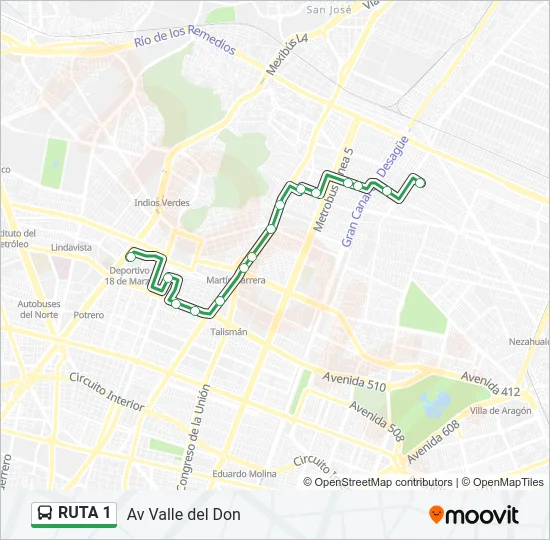 RUTA 1 Bus Line Map