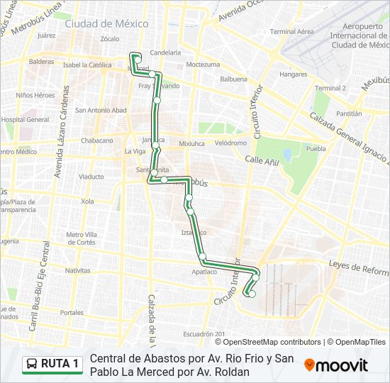 Mapa de RUTA 1 de autobús