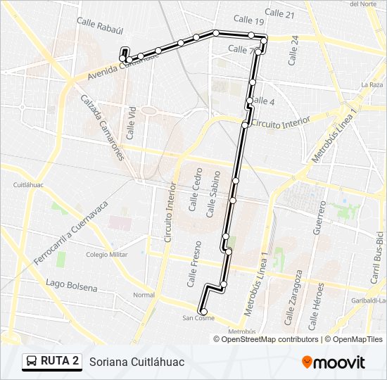 Ruta 2: horarios, paradas y mapas - Soriana Cuitláhuac (Actualizado)