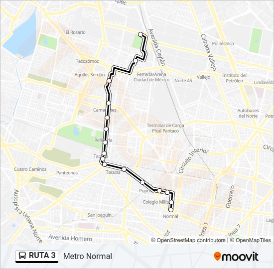 Mapa de RUTA 3 de autobús
