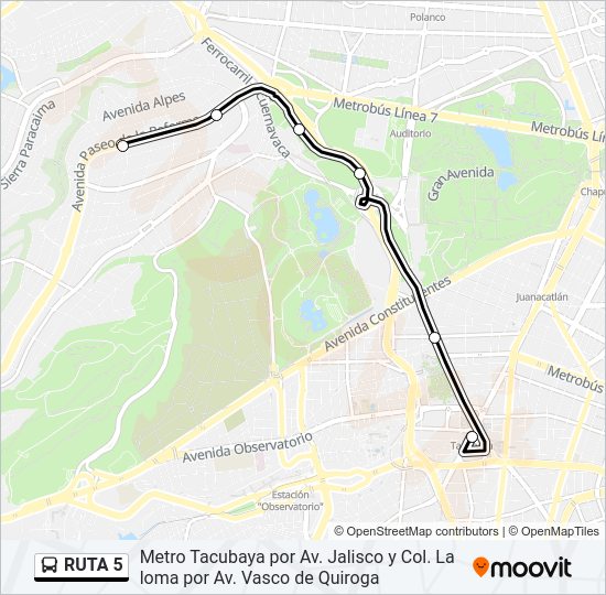 Mapa de RUTA 5 de autobús