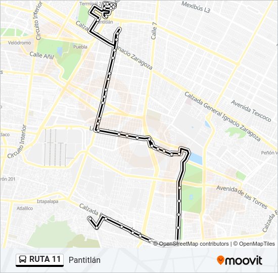 Mapa de RUTA 11 de autobús
