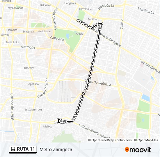 Mapa de RUTA 11 de autobús