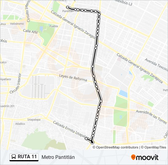 Mapa de RUTA 11 de autobús