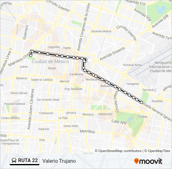 Mapa de RUTA 22 de autobús