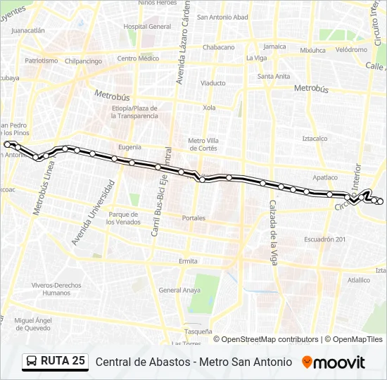 RUTA 25 Bus Line Map