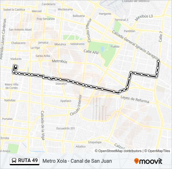 Mapa de RUTA 49 de autobús
