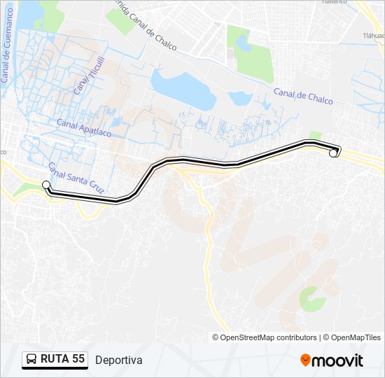 Mapa de RUTA 55 de autobús