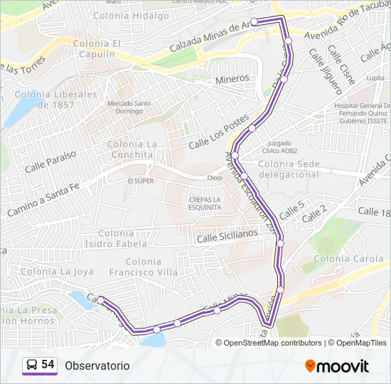 54 Bus Line Map