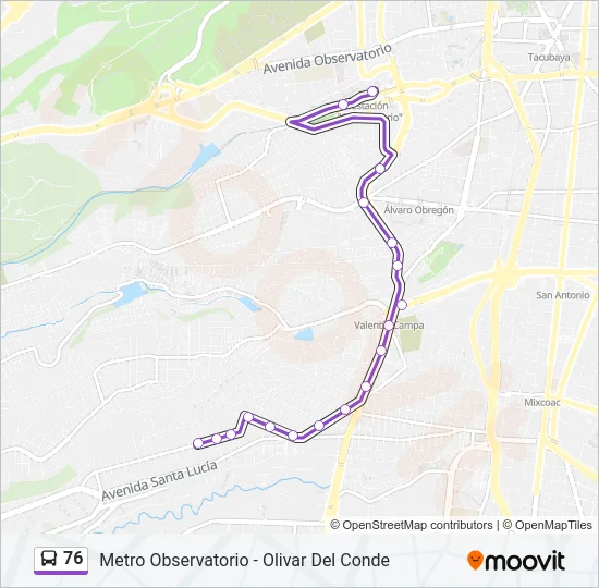 76 Bus Line Map