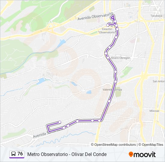 76 bus Line Map