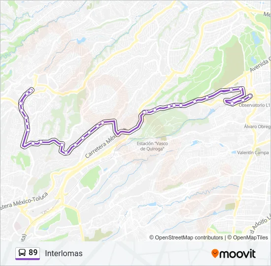 Mapa de 89 de autobús