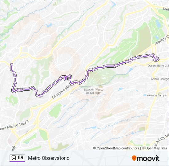 Mapa de 89 de autobús