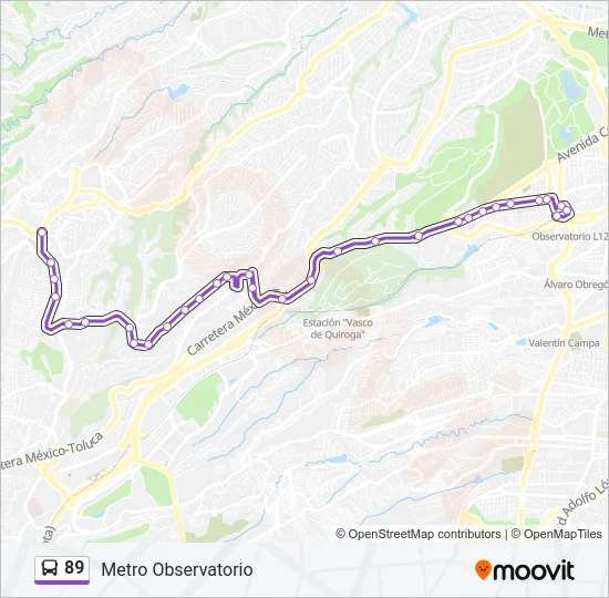 89 Bus Line Map