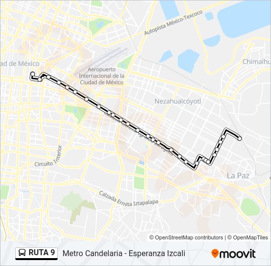 Mapa de RUTA 9 de autobús