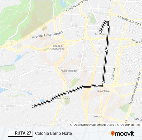 Ruta 27: horarios, paradas y mapas - Colonia Barrio Norte (Actualizado)