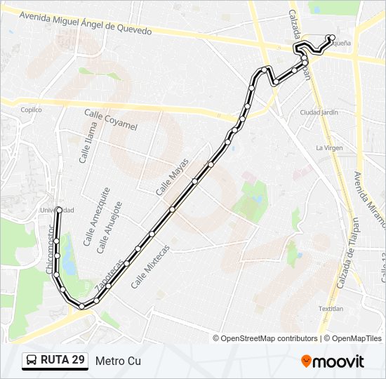 Mapa de RUTA 29 de autobús