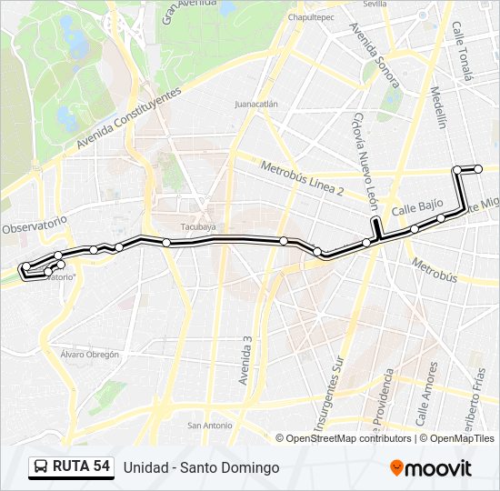 Mapa de RUTA 54 de autobús
