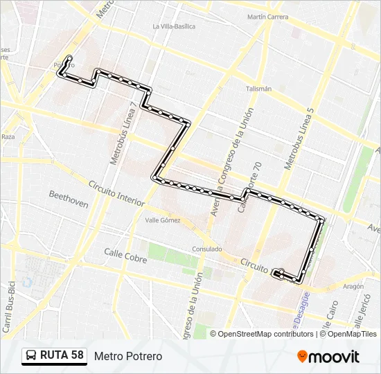 RUTA 58 Bus Line Map
