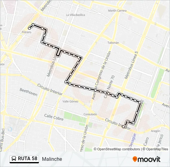 RUTA 58 Bus Line Map