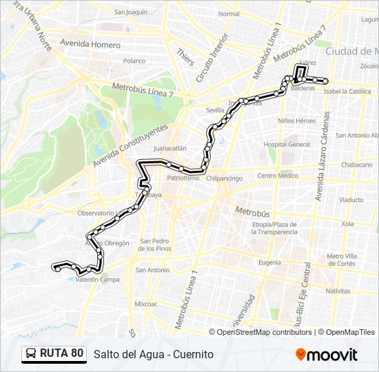 Mapa de RUTA 80 de autobús