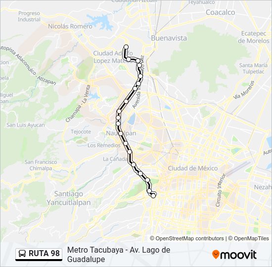 Mapa de RUTA 98 de autobús