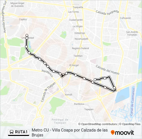 RUTA1 Bus Line Map