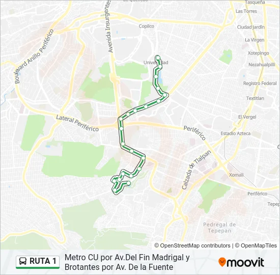 RUTA 1 Bus Line Map