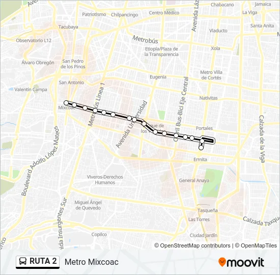 RUTA 2 Bus Line Map