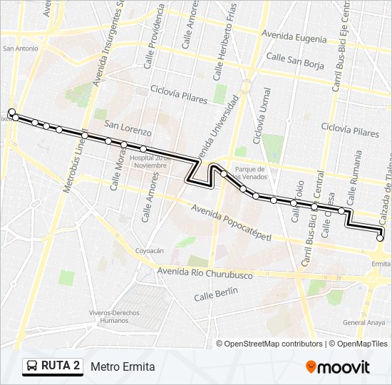 Ruta 2: horarios, paradas y mapas - Metro Ermita (Actualizado)