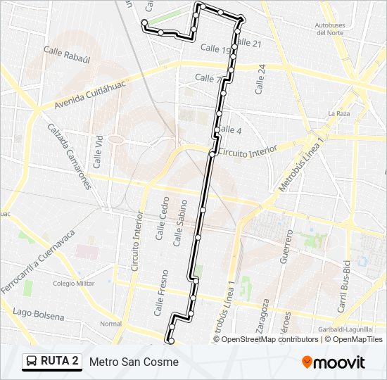 Mapa de RUTA 2 de autobús