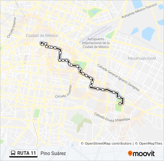Ruta 11 Horarios Paradas Y Mapas Pino Suárez Actualizado 