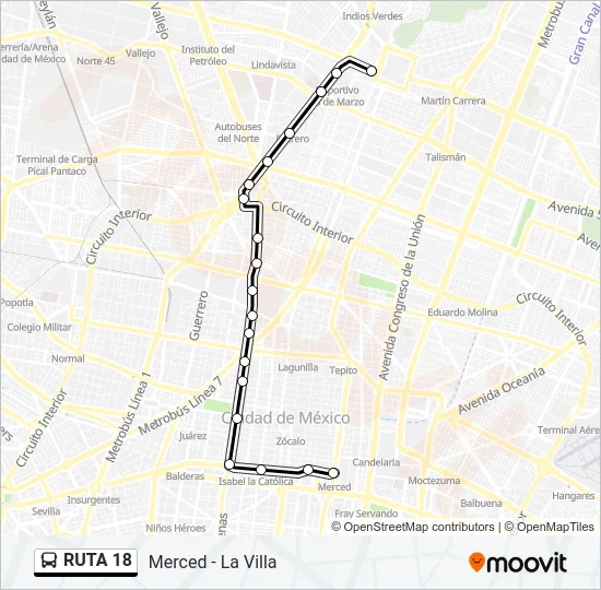RUTA 18 Bus Line Map