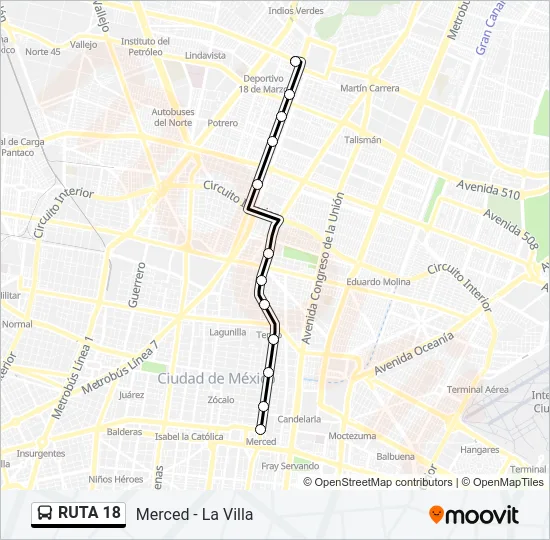 RUTA 18 Bus Line Map
