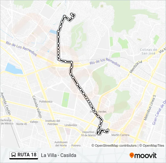 RUTA 18 Bus Line Map