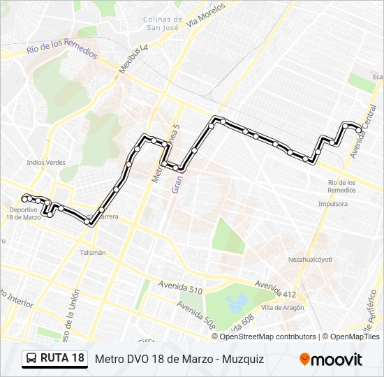 Mapa de RUTA 18 de autobús