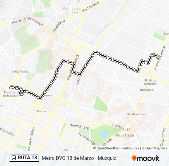 RUTA 18 Bus Line Map