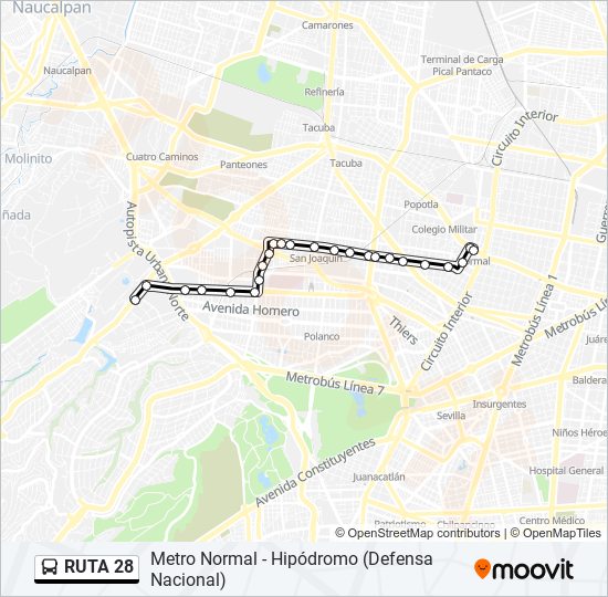 Mapa de RUTA 28 de autobús