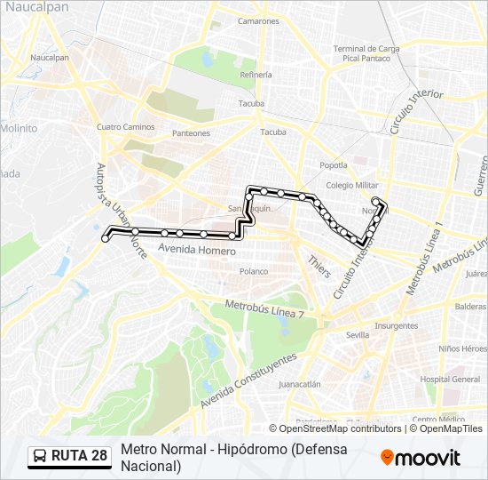 Mapa de RUTA 28 de autobús