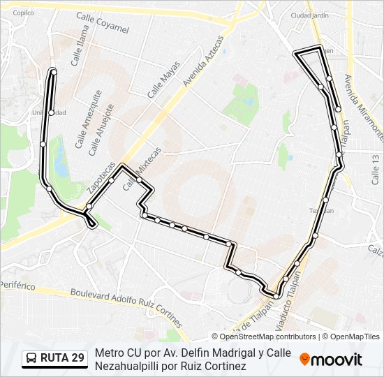 Mapa de RUTA 29 de autobús