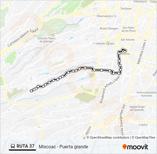 Mapa de RUTA 37 de autobús