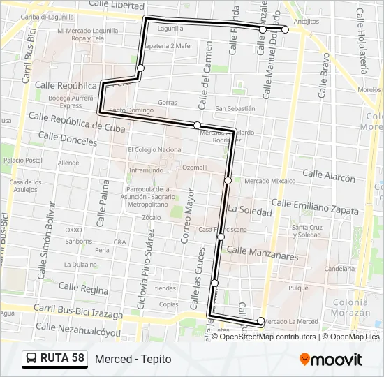 RUTA 58 Bus Line Map
