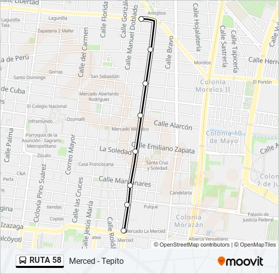 RUTA 58 bus Line Map