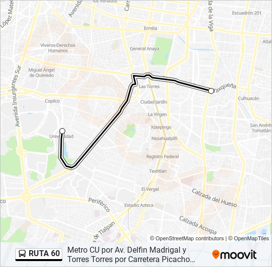 Mapa de RUTA 60 de autobús