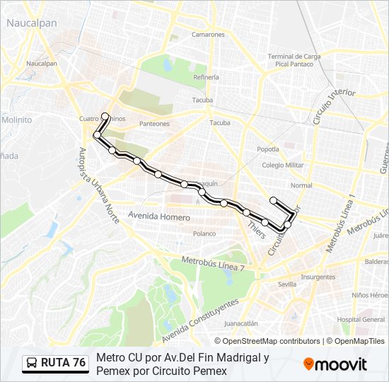 Mapa de RUTA 76 de autobús