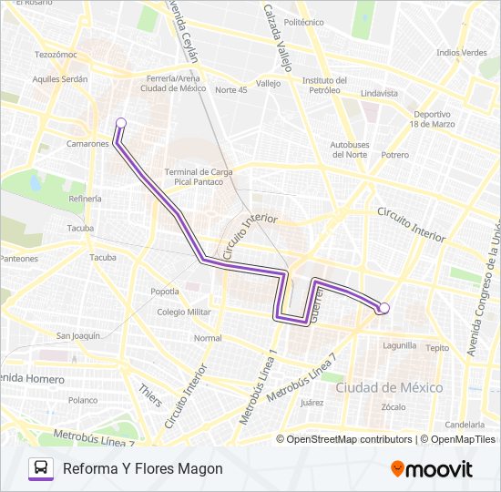 Mapa de MICROBÚS de autobús