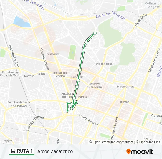 RUTA 1 Bus Line Map